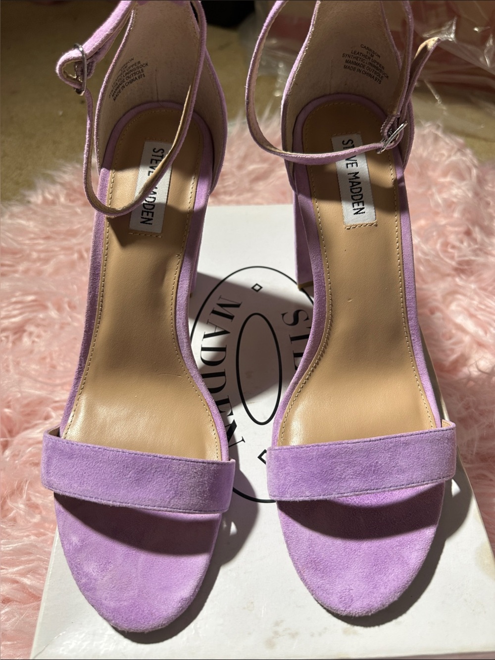 Steve Madden Lavender Suede Ankle-Strap Heels W11